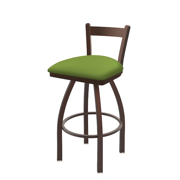 25" Low Back Swivel Counter Stool, Bronze Finish, Canter Kiwi Green Seat